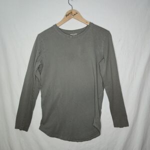 Jack & Jones Men's Light Gray/Green Long Sleeve Crew Neck Tee Shirt Size S